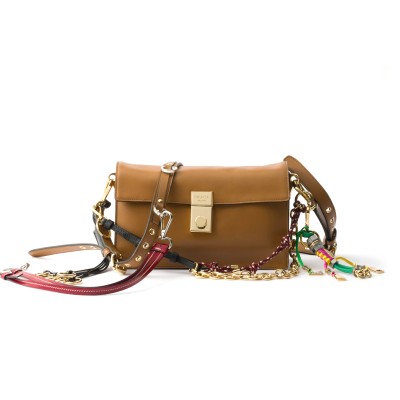 PRADA SOFT SOUND SMALL LEATHER SHOULDER BAG WITH CHARMS 1BD379 (24*13.5*5cm)